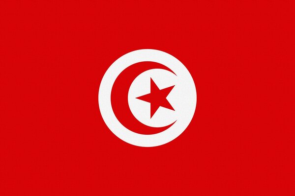 Bright red Tunisian flag with a star symbol