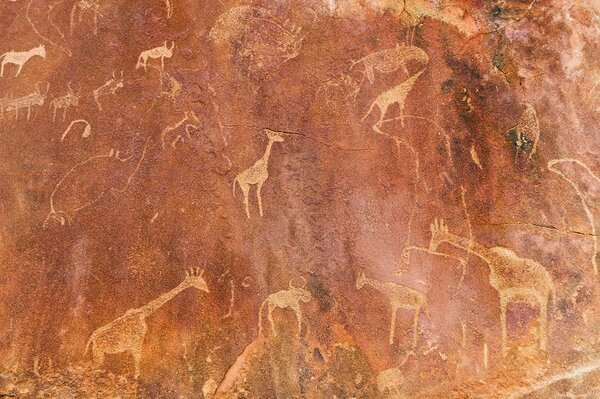 Primitive drawings on the wall texture