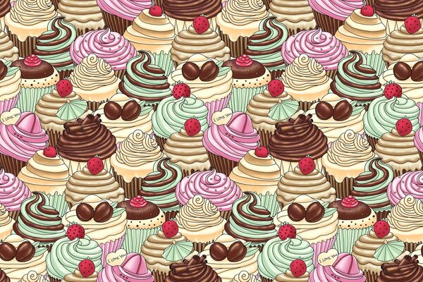Large-format background of delicious ice cream and cake