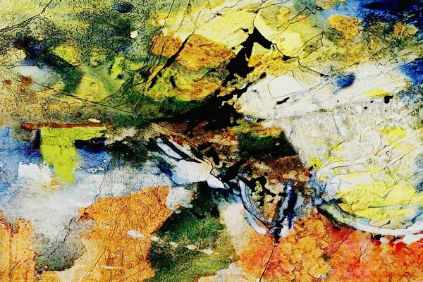 Bright color scheme, cracked texture