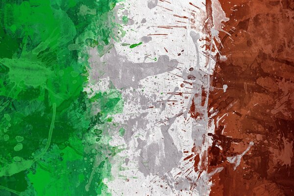 Italian flag, paint splashes