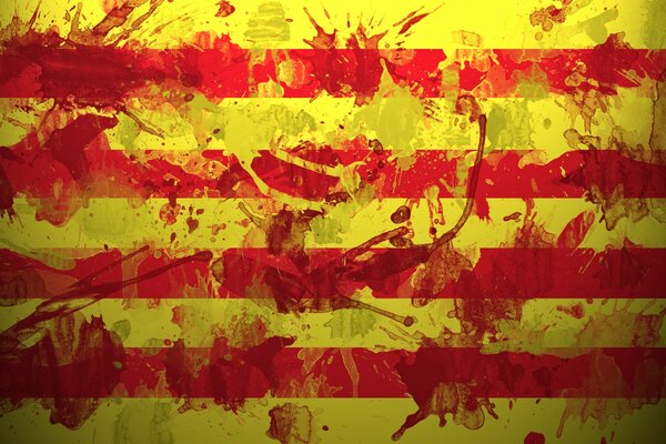 Stylized Catalan flag with splashes