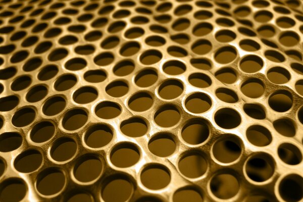 Metal grating golden circles