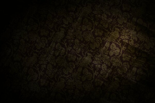 Darkened wallpaper with birds, antique