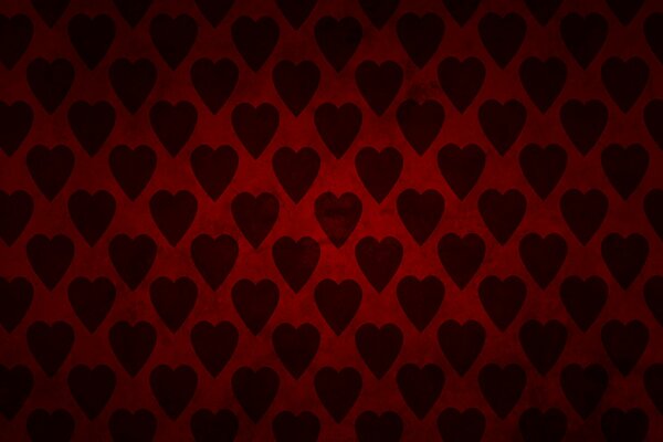 Dark hearts on red phonemes