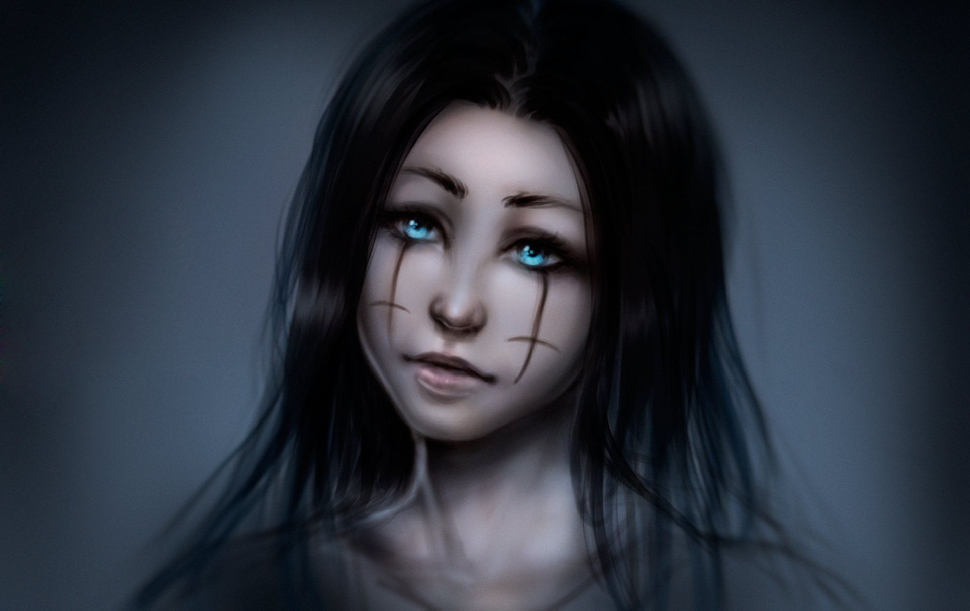 girl blue eyes portrait close-up