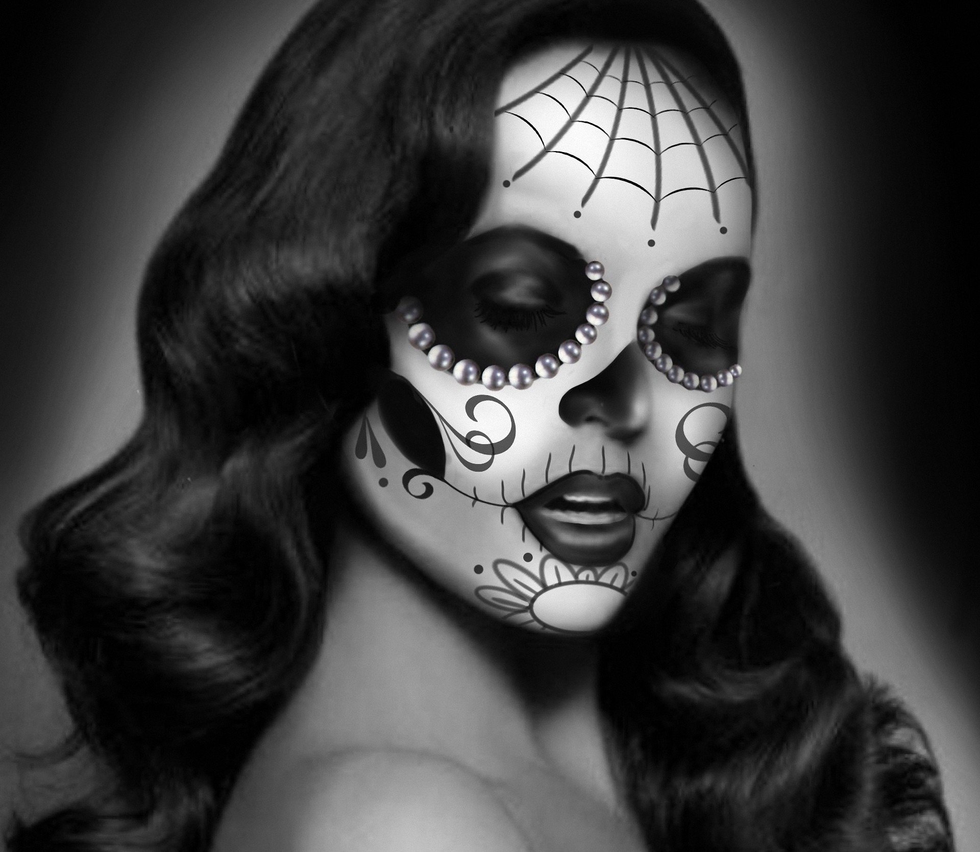 art girl coloring black and white monochrome crystals web