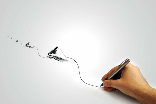 Continuous drawing. Drawing with a pen
