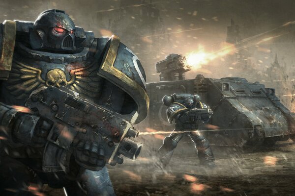 Evil robots with weapons and tanks