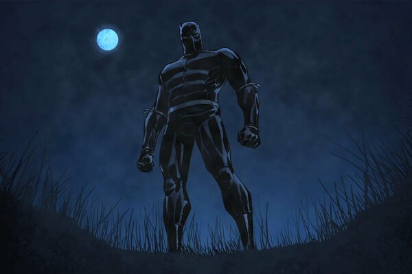 Black Panther at night under the moon