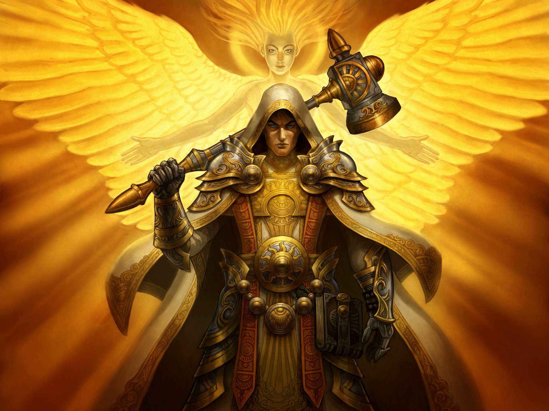 warrior armour hammer angel light