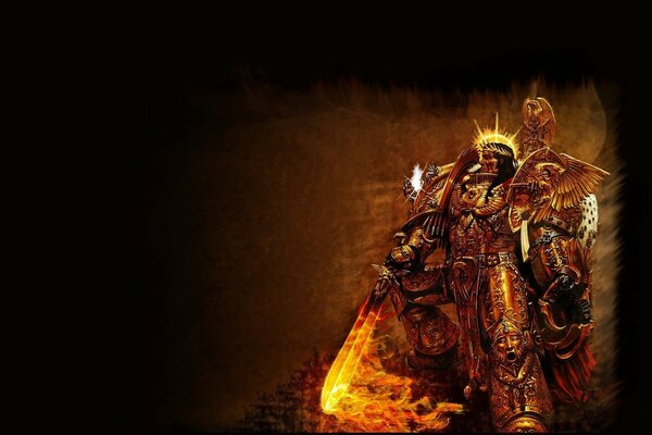 Everything was here : golden armor, sword, claws and flames