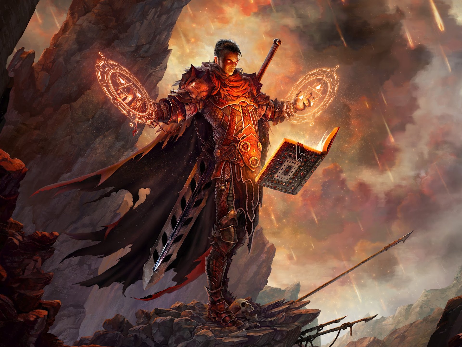 art warrior sword armour spell book rock meteorite