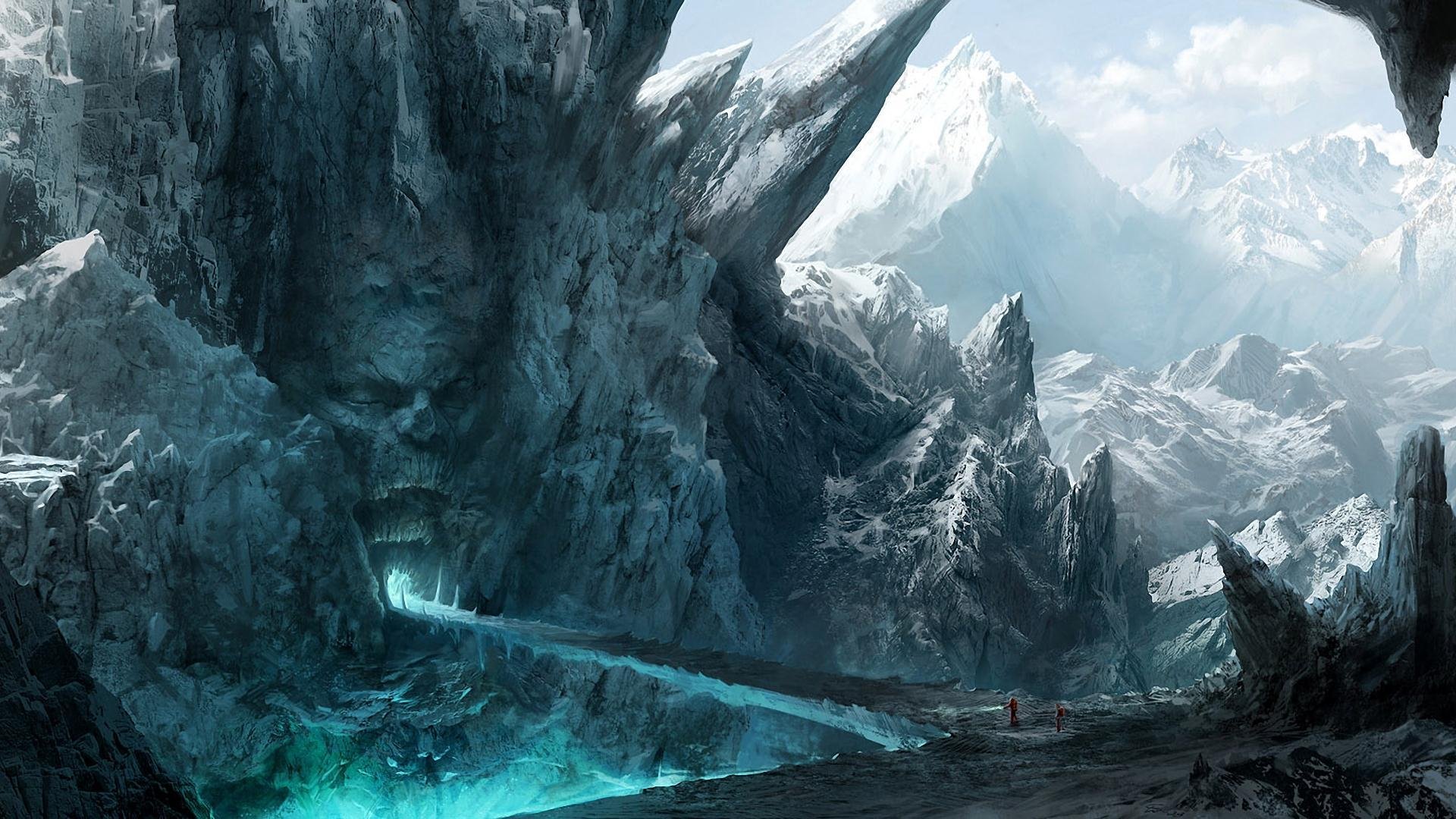 mountain rock face stone input mouth travelers bridge