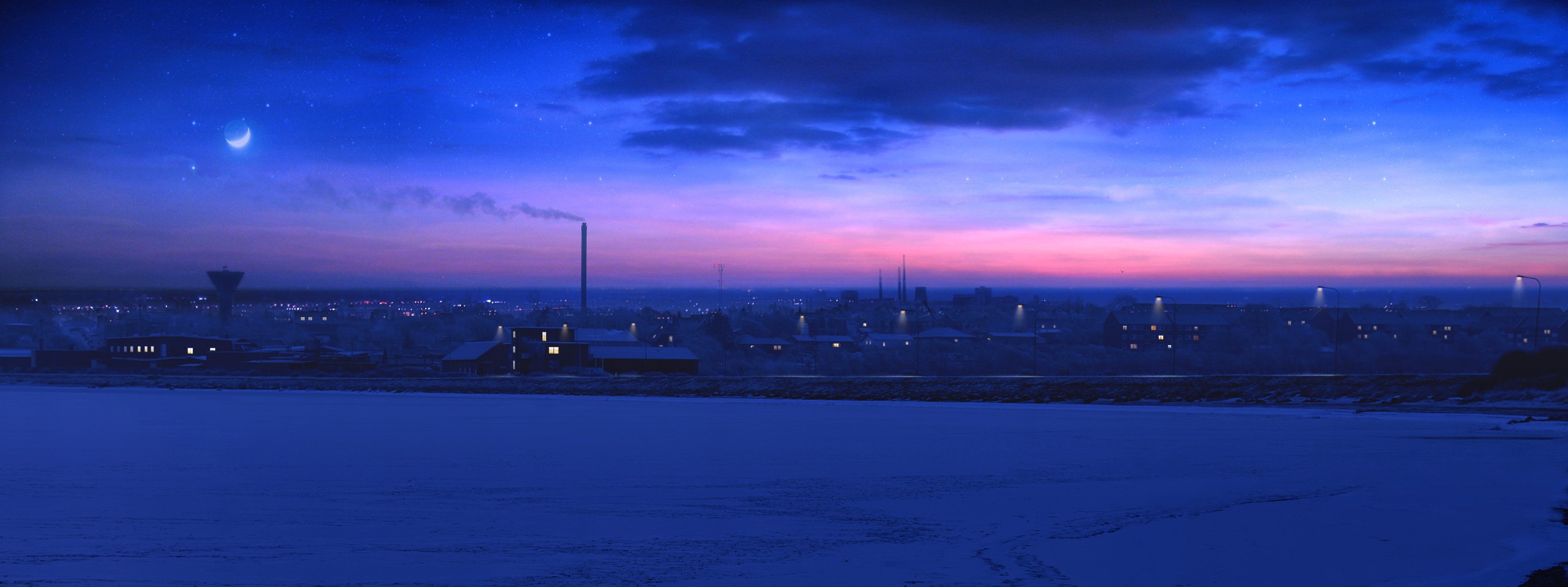 unset town winter