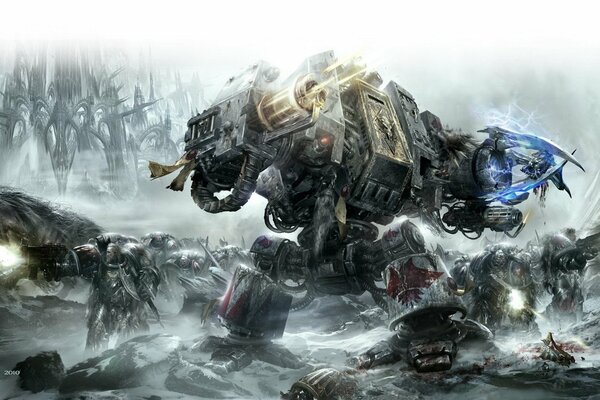 Dreadnought with wolves from space wolves