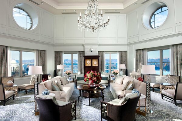 Interior design in bright colors for the living room