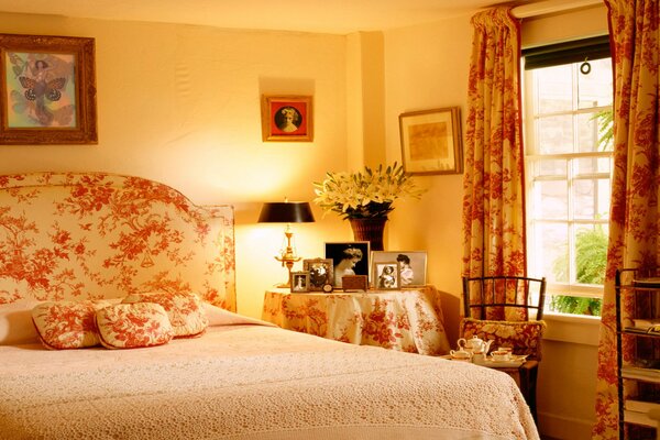 Bedroom in a warm country style