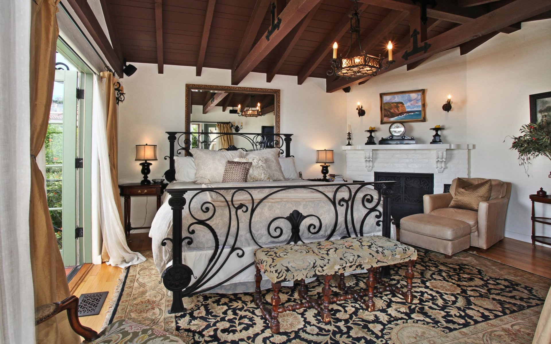 interior bedroom bed chairs candle