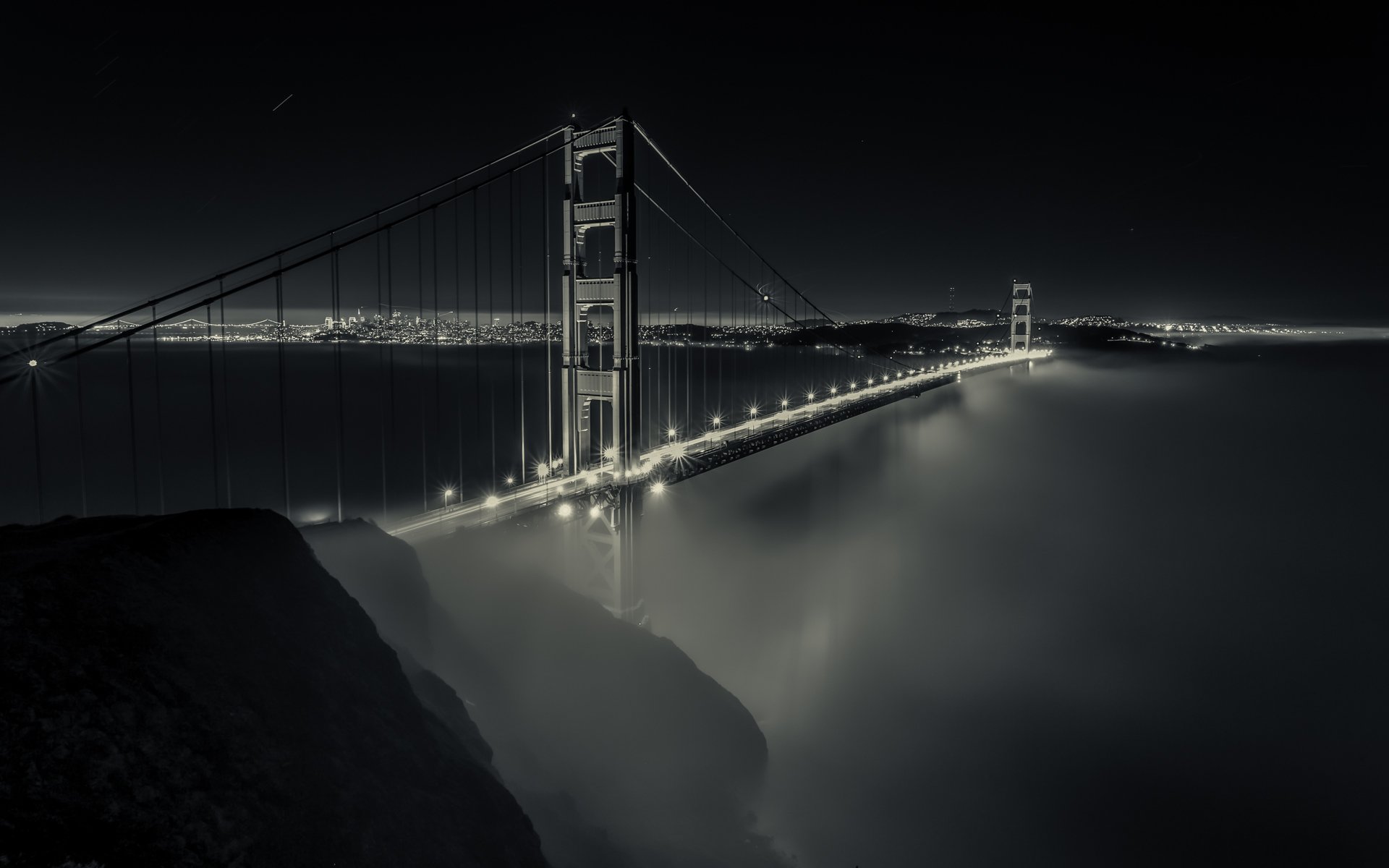 an francisco bay bridge california bridge lights fog