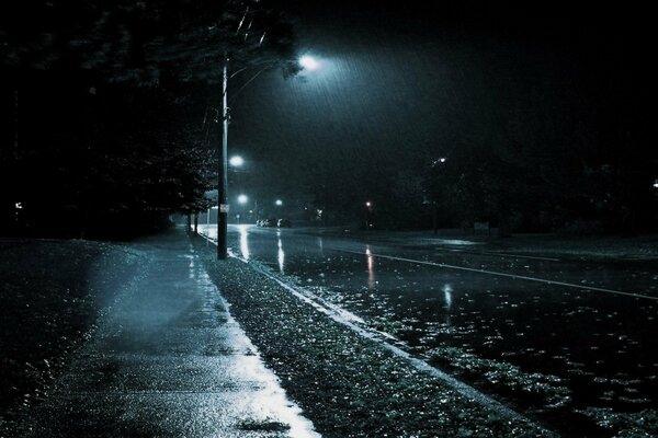 Night street in the rain