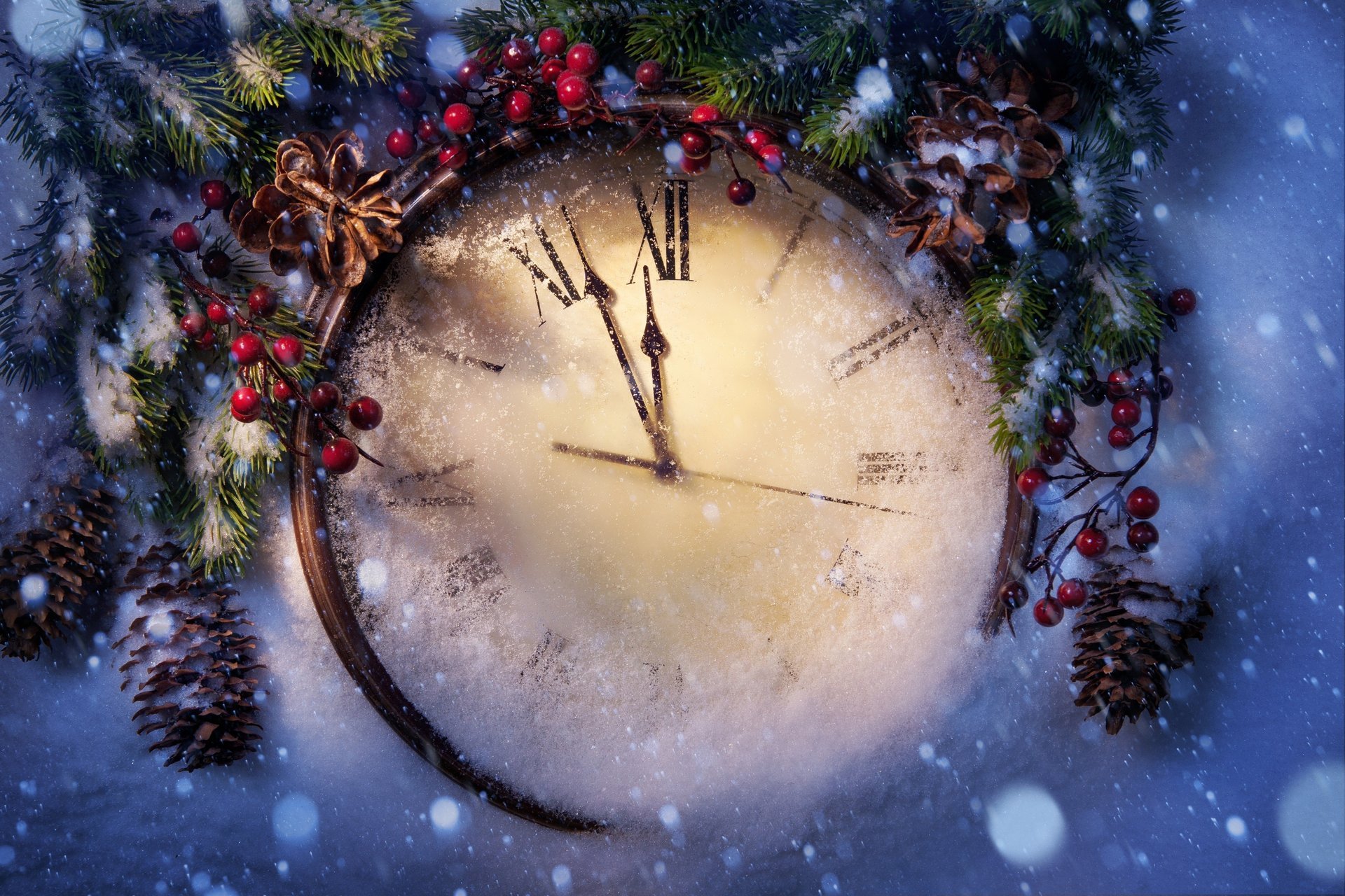 christmas new year new year christmas snow clock holiday