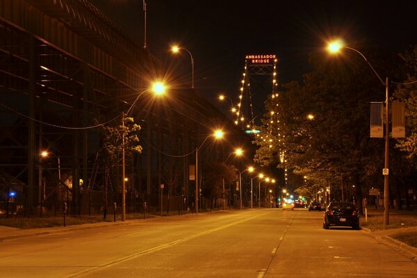 Evening view from the Ambassador Bridge