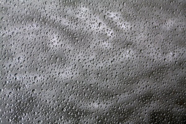 Raindrops froze on the glass