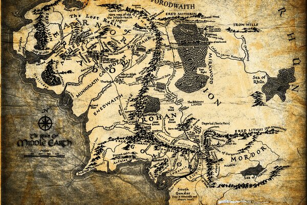 A map from the Lord of the Rings