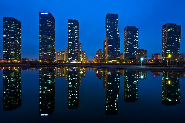 Reflection of houses in the water