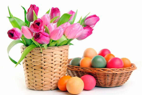 Flowers and Easter eggs