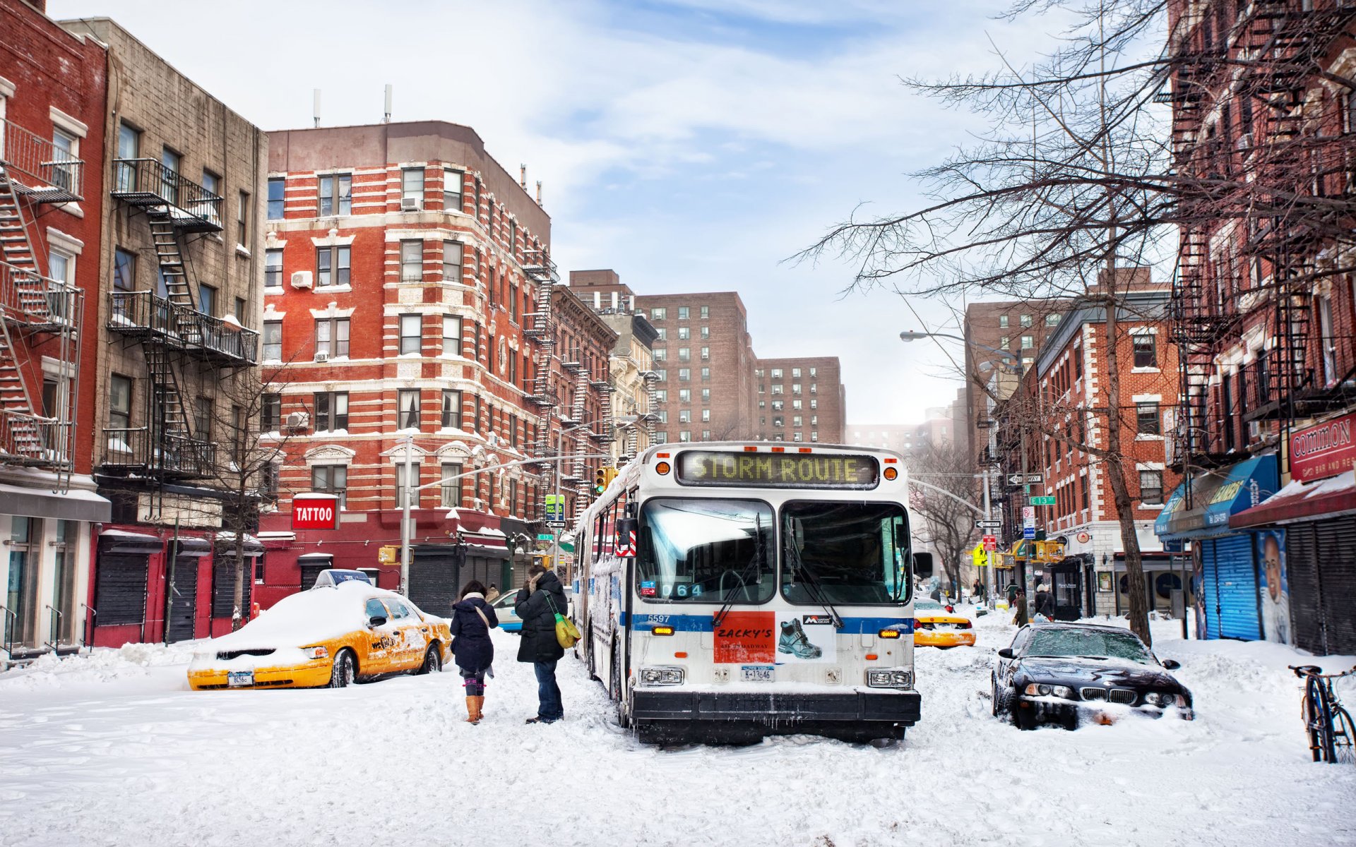 new york nyc usa east village snow winter