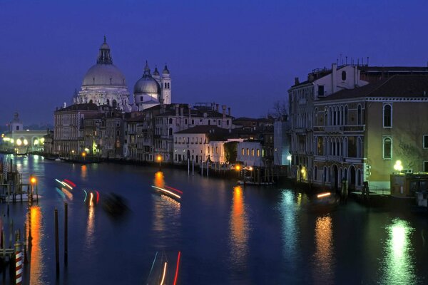 Venice Grand Canal night lights water reflection