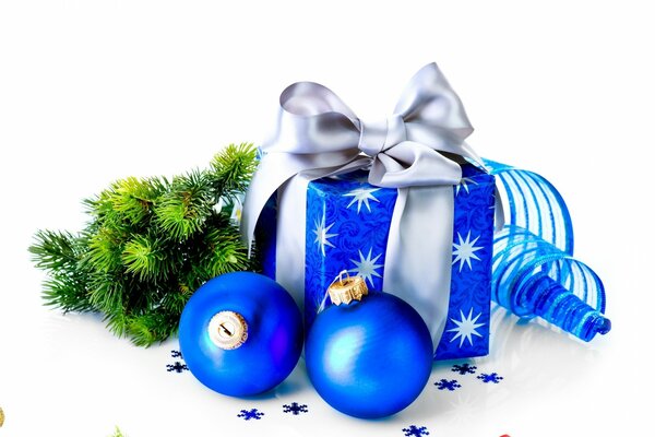 Gift with balloons and ribbon