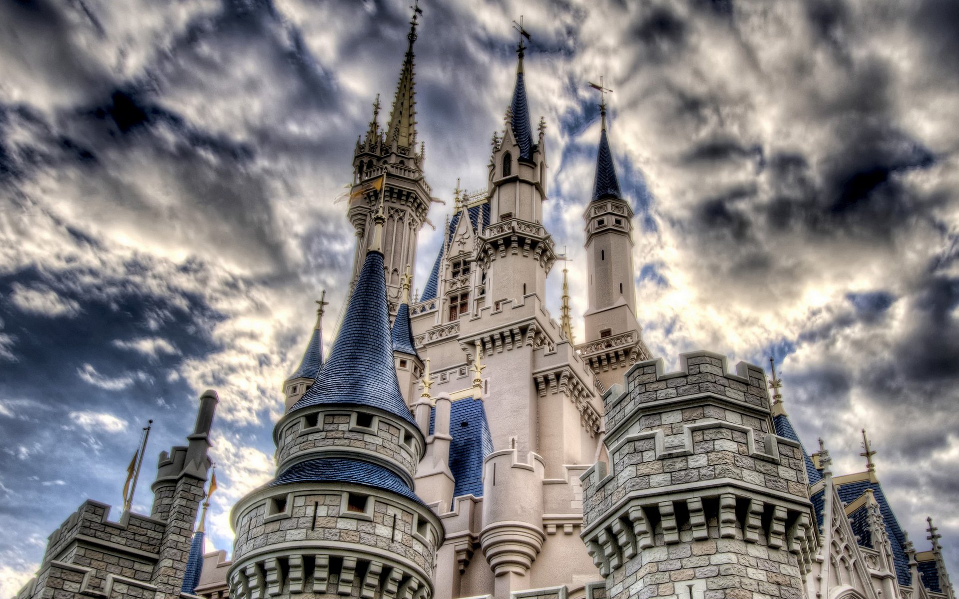 castle tower sky clouds hdr