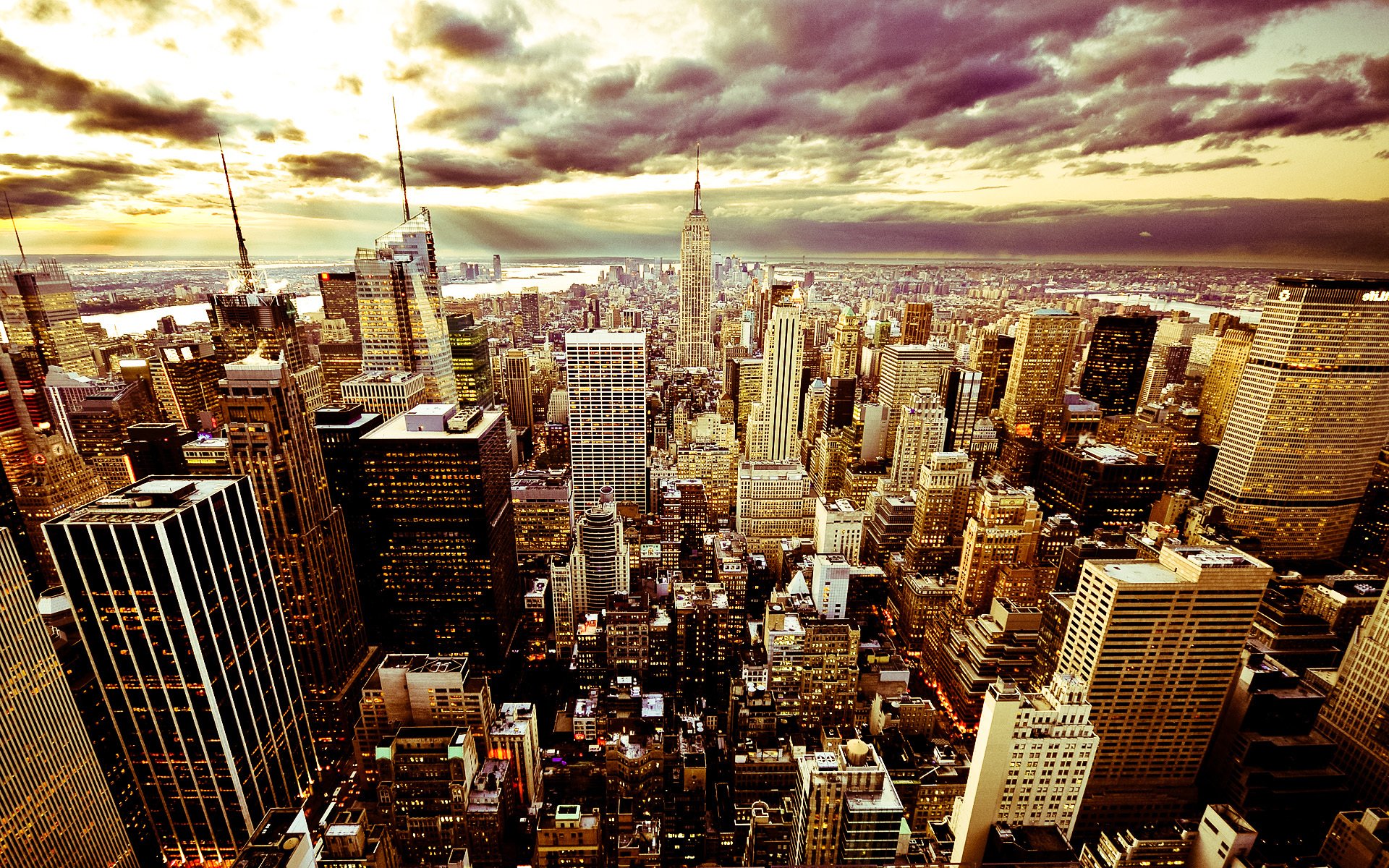 city evening sky clouds america usa new york skyscrapers buildings new york beautiful