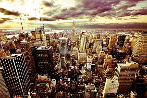 Many skyscrapers in New York City