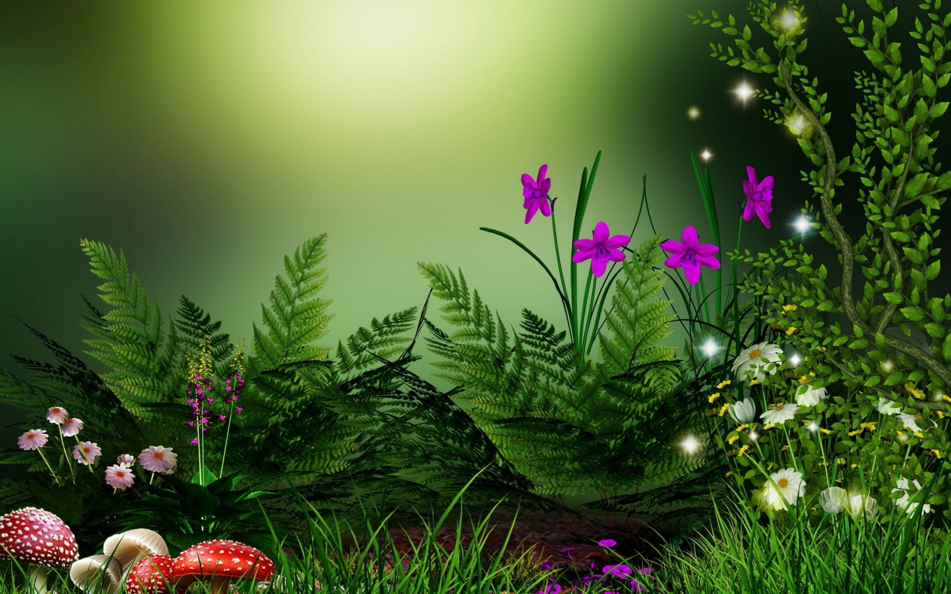 plants grass flower mushroom