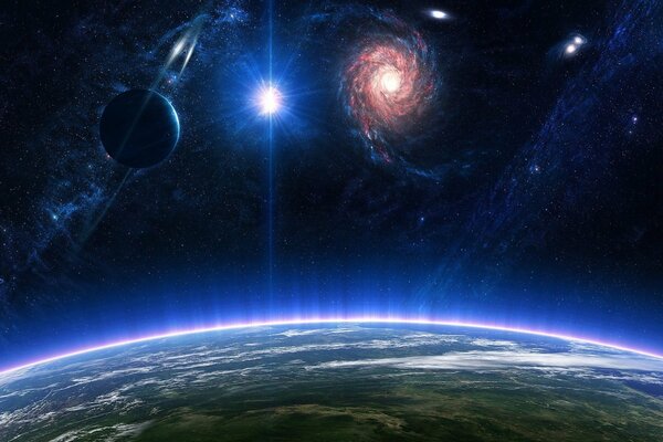 Between galaxies and a planet and a bright star