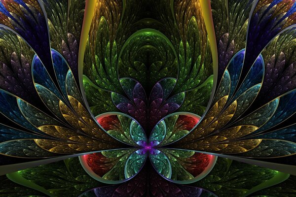 Multicolored semicircles sparkling with subdued light