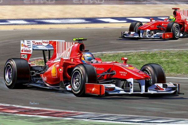 Drawing of a ferrari f10 race car car