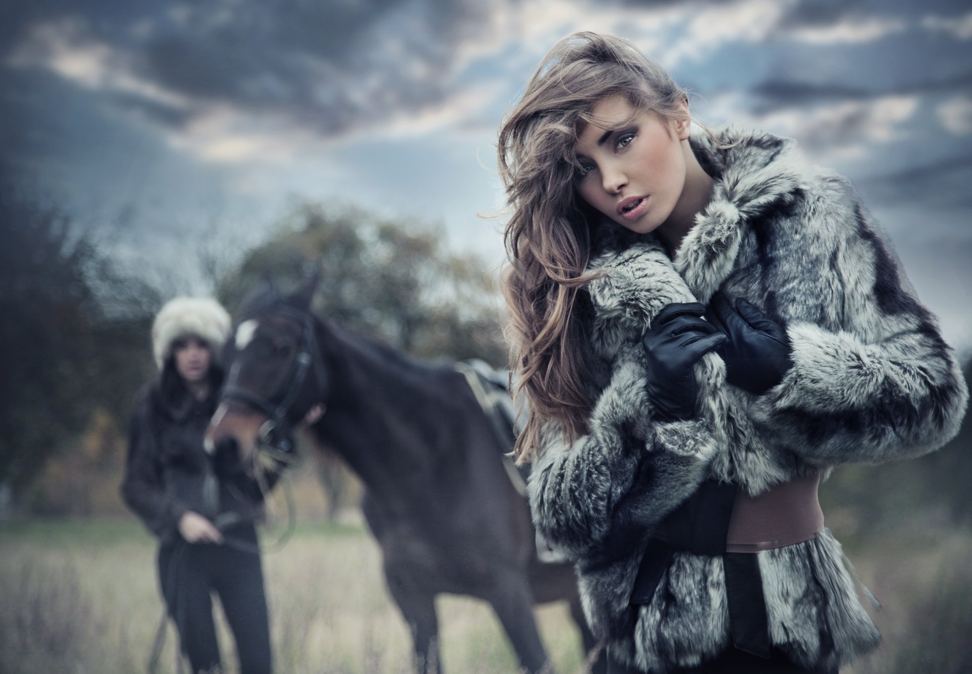 girls nature horse