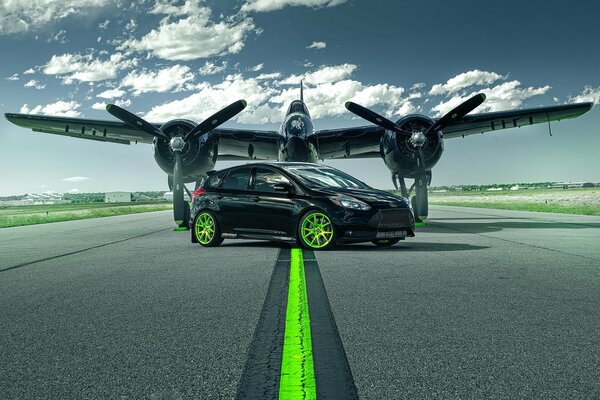 Airplane wings. Black Ford