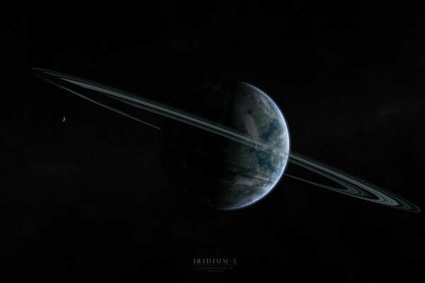 A planet in space with asteroid rings