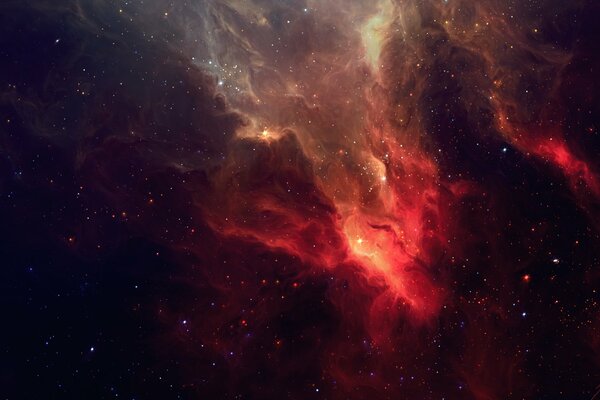 Cosmos red glow and sparkling stars