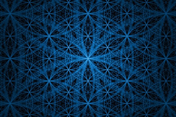 Patterns. Blue mandala on a black background