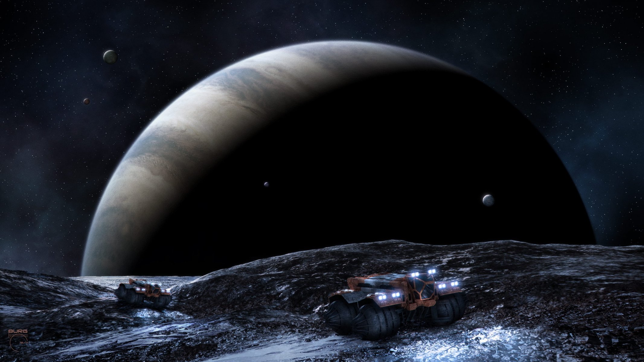 tar planet gas giant satellites machinery
