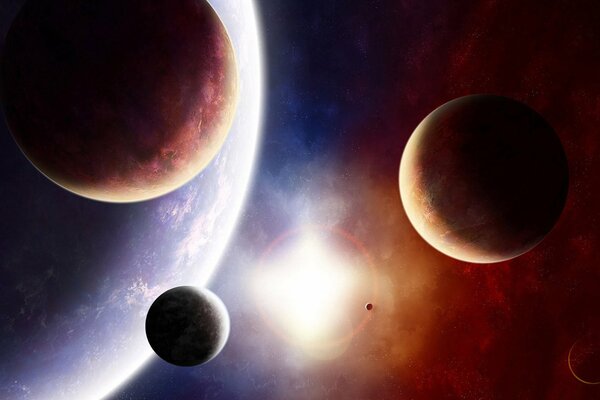 The planet and its satellites in all their beauty are the lights of the cosmic