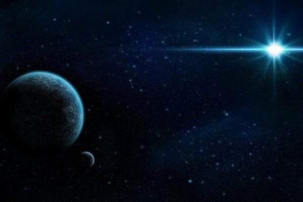 Satellite in space planets stars