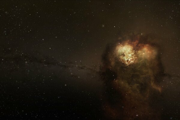 A nebula among the stars in space